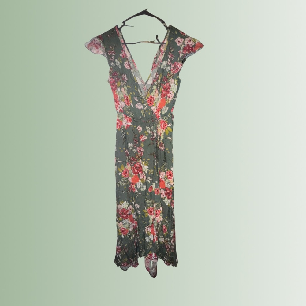 Marshalls Pink Sheath Dress V-Neck Flutter Cap Sleeves